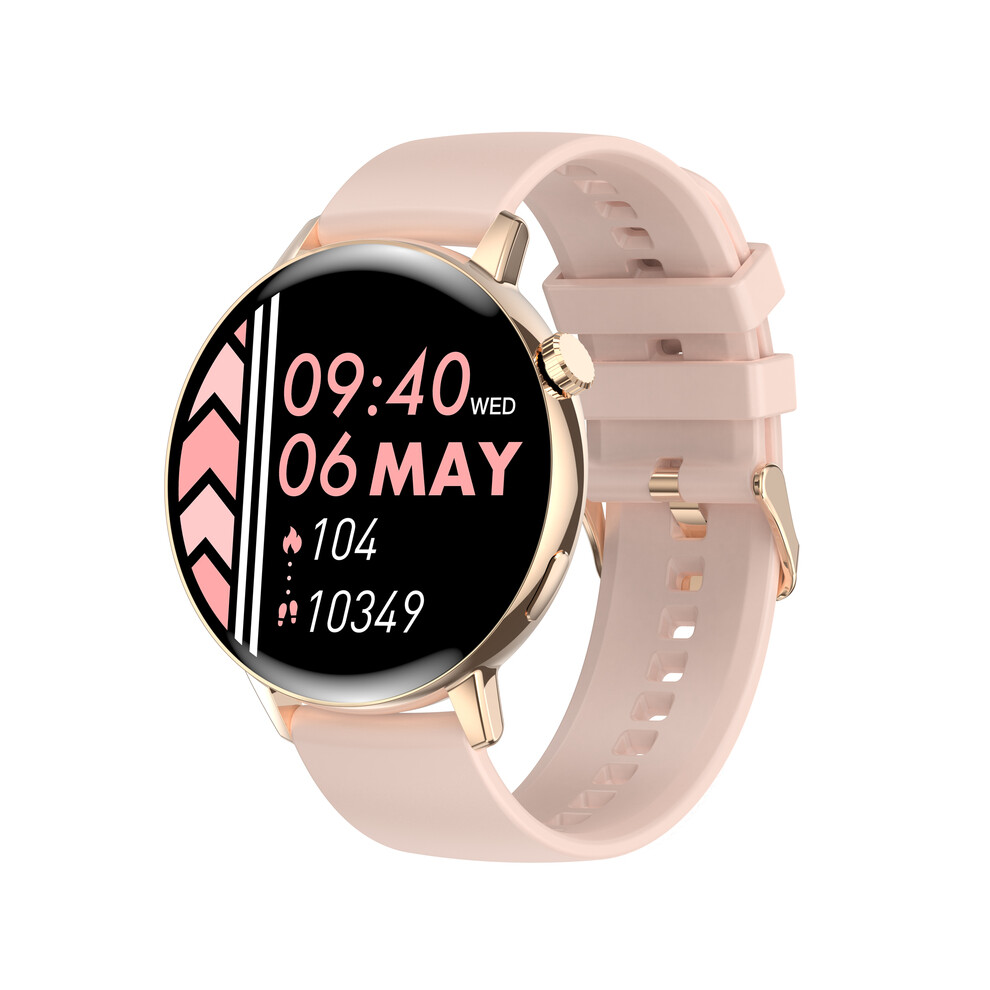 (Silica Gel Pink) New Fashion Adult Smartwatch Bluetooth Call Full Screen Touch Waterproof Watch Ladies Heart Rate Monitor Smart Watch For