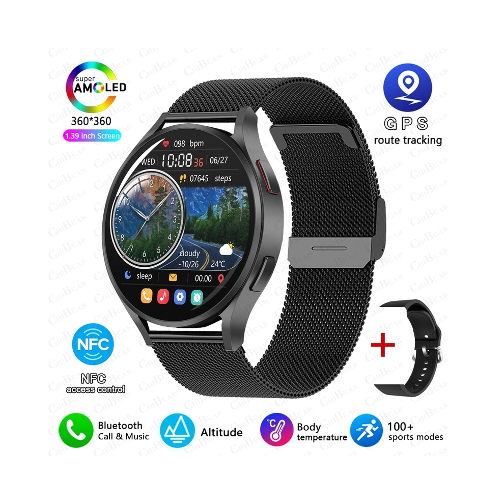 (black net) 2024 New NFC Bluetooth Call Smart Watch Adult Watch 6 GPS Motion Track 360*360 HD Screen Watches IP68 Waterproof Smartwatch Adult