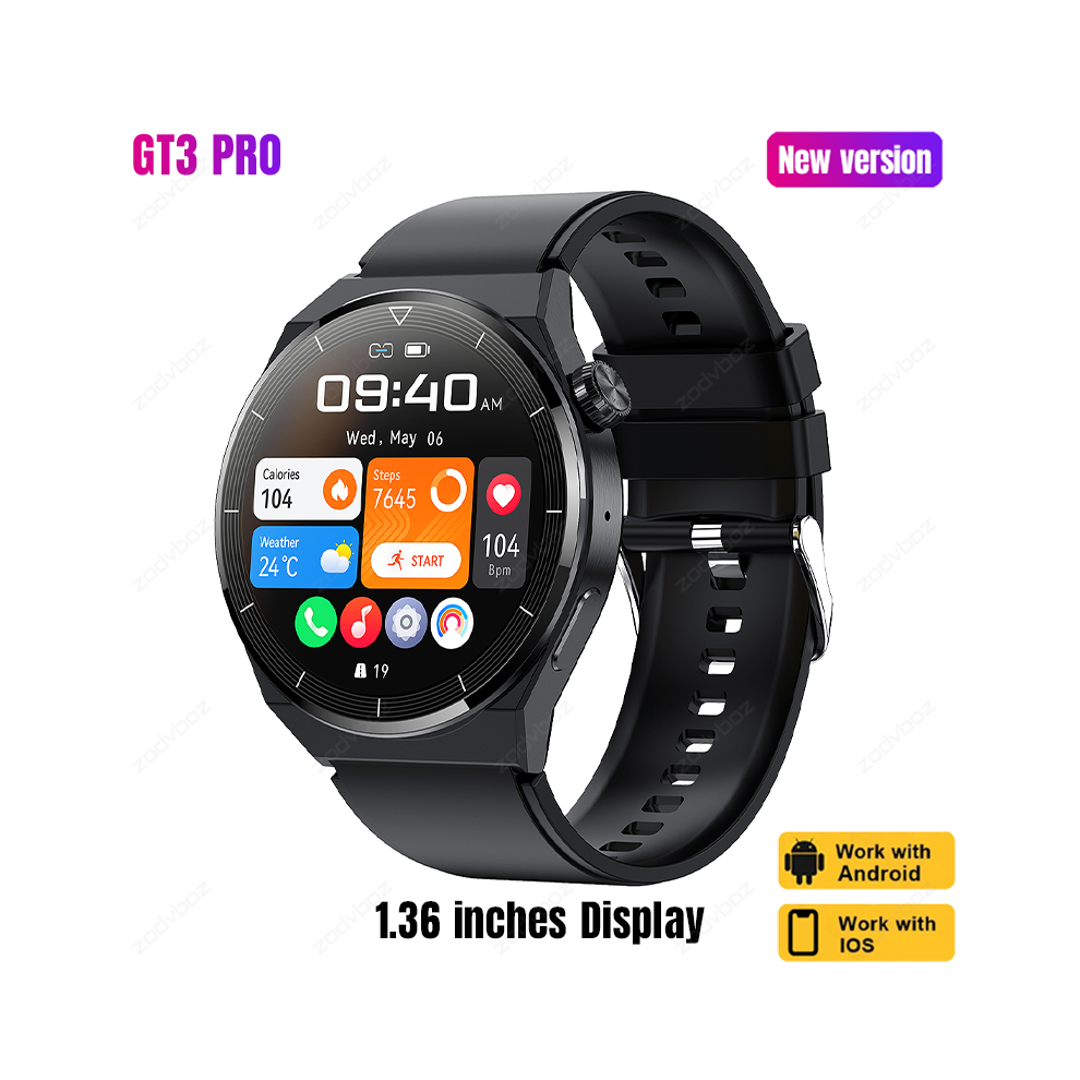 (GT3 Pro, black) For  Huawei GT3 Pro Smart Watch Adult 1.39 inch HD Screen Bluetooth Call Sport Watches Heart Rate IP68 Waterproof Smartwatch