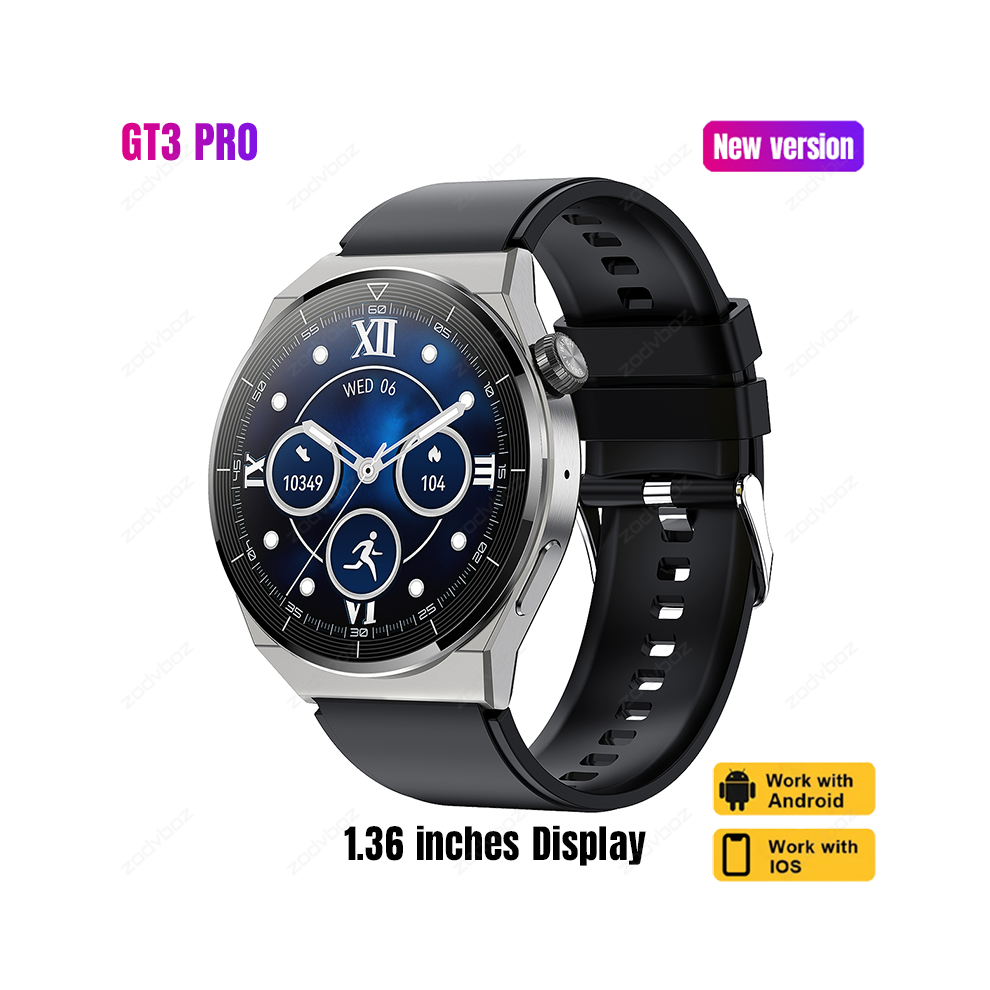 (GT3 Pro, silver black) For  Huawei GT3 Pro Smart Watch Adult 1.39 inch HD Screen Bluetooth Call Sport Watches Heart Rate IP68 Waterproof Smartwatch