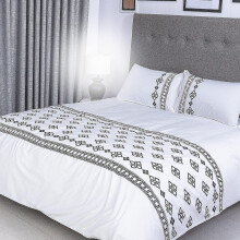FLAX LINEN Organic Duvet Covers Set Black & White (Double)