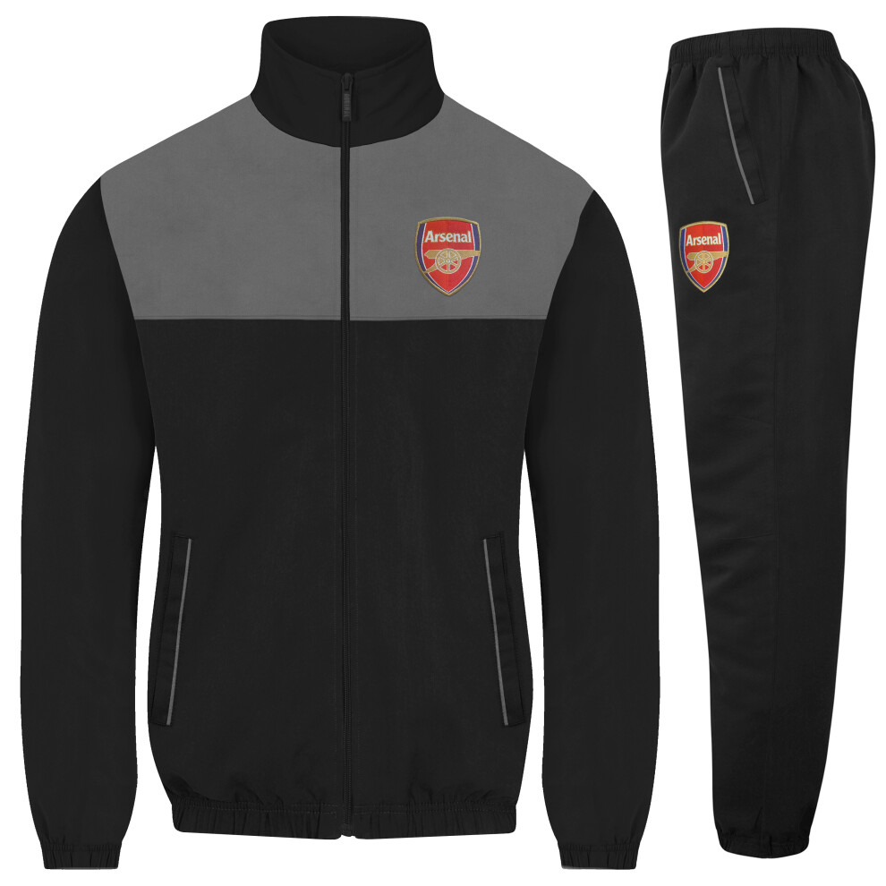 (Black Grey, XXL) Arsenal FC Mens Tracksuit Jacket & Pants Set OFFICIAL Football Gift