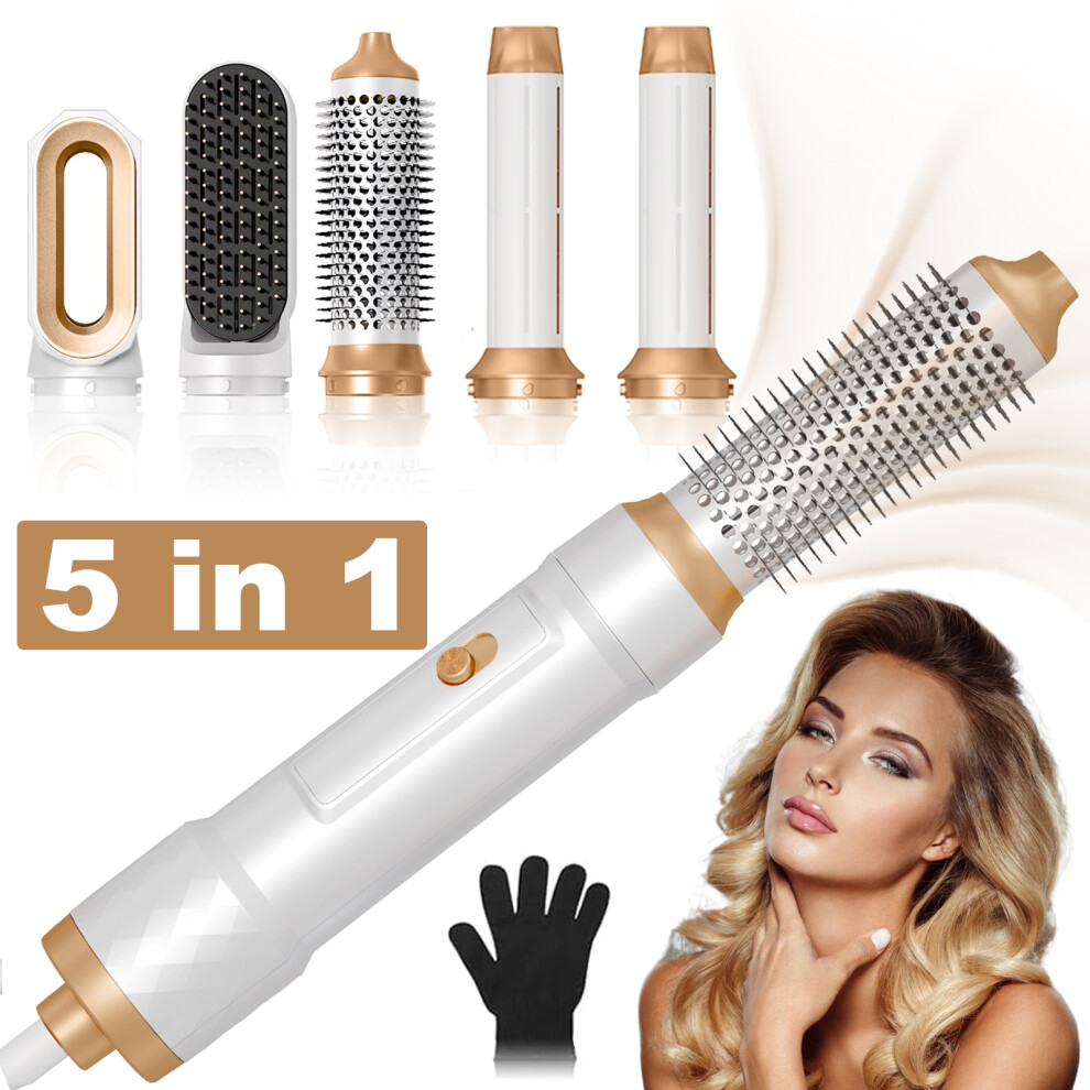 5 in 1 Blow Dryer Hot Air Brush, Negative Ionic Hair-Wrap Curler Wand
