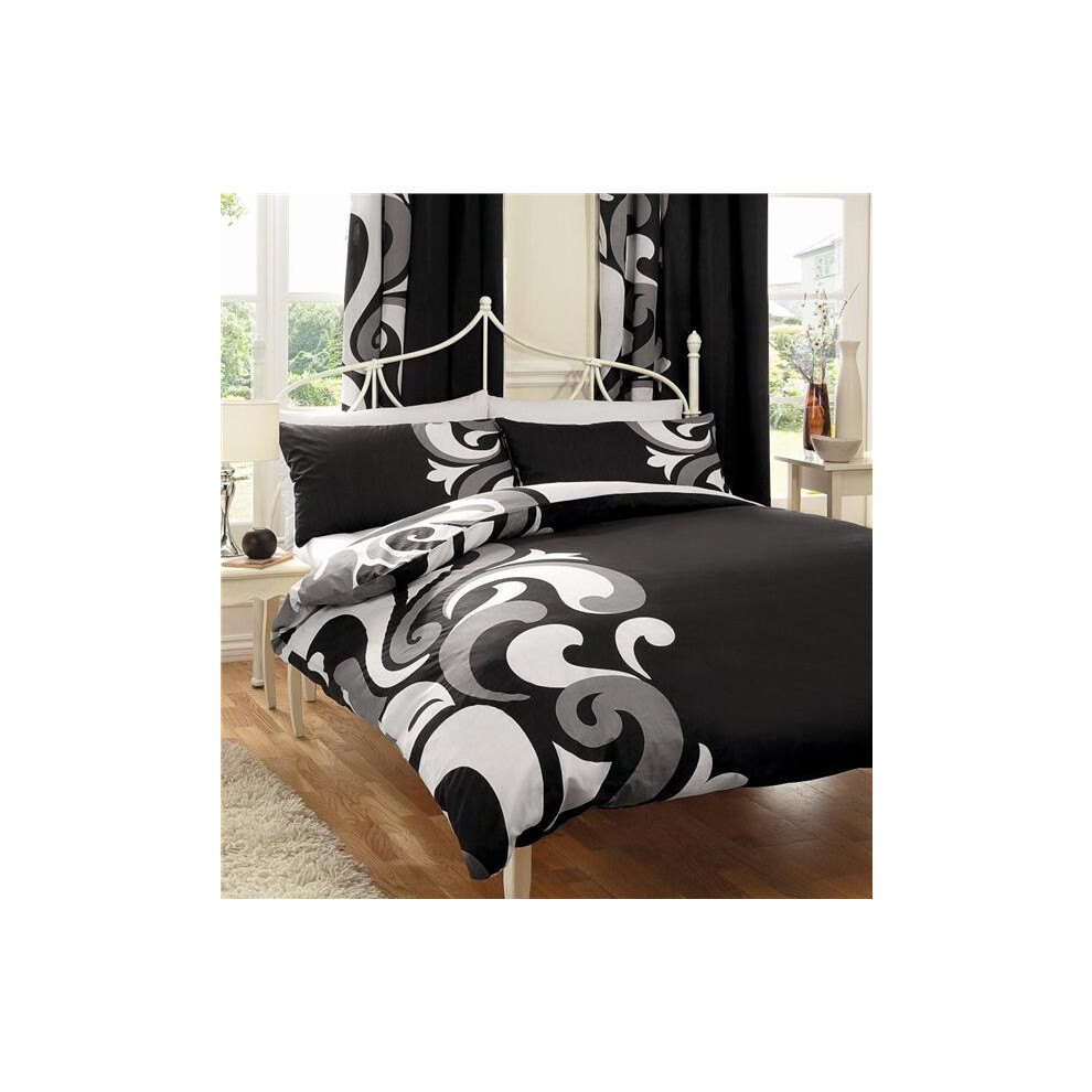 DOUBLE Duvet Set Quilt Cover Black Grey