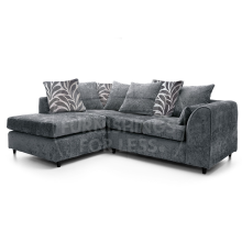 (Grey, Left Hand Facing) Zink Chenille Corner Sofa Range - 2 Colours