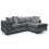 (Grey, Right Hand Facing) Zink Chenille Corner Sofa Range - 2 Colours 1