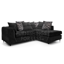 (Black, Right Hand Facing) Zink Chenille Corner Sofa Range - 2 Colours