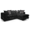 (Black, Right Hand Facing) Zink Chenille Corner Sofa Range - 2 Colours 1