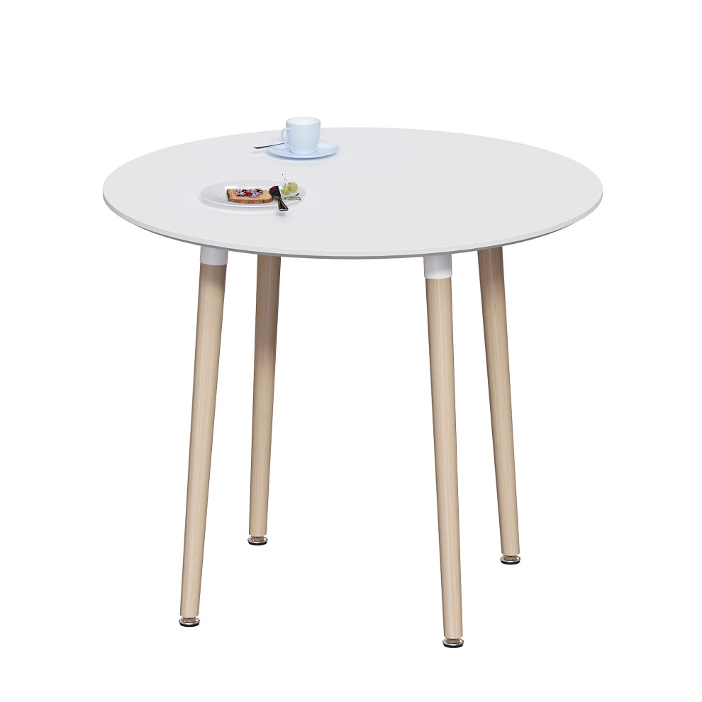 (White, 4 Seater) Batley Home Kitchen Round Wood Dining Table