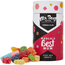 Worlds Best Mum Fizzy Mix Sweets Premium Gifts 500g Tubes Vegan &amp; Vegetarian-Friendly