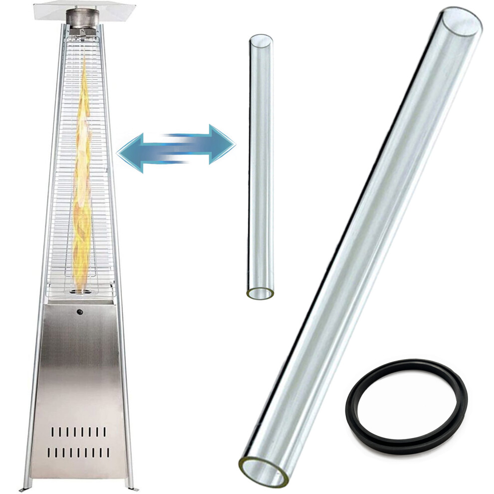 Gas Pyramid Patio Heater Spare Replacement Glass Tube & Seal 125 x10cm
