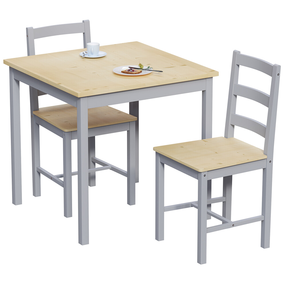 (Grey & Pine, 2 Seater) Yorkshire Home Dining Set Chairs Table Wood