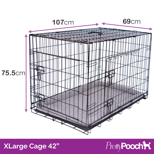 (X-Large) Foldable Dog Crate with Grooming mitt - 5 sizes 2