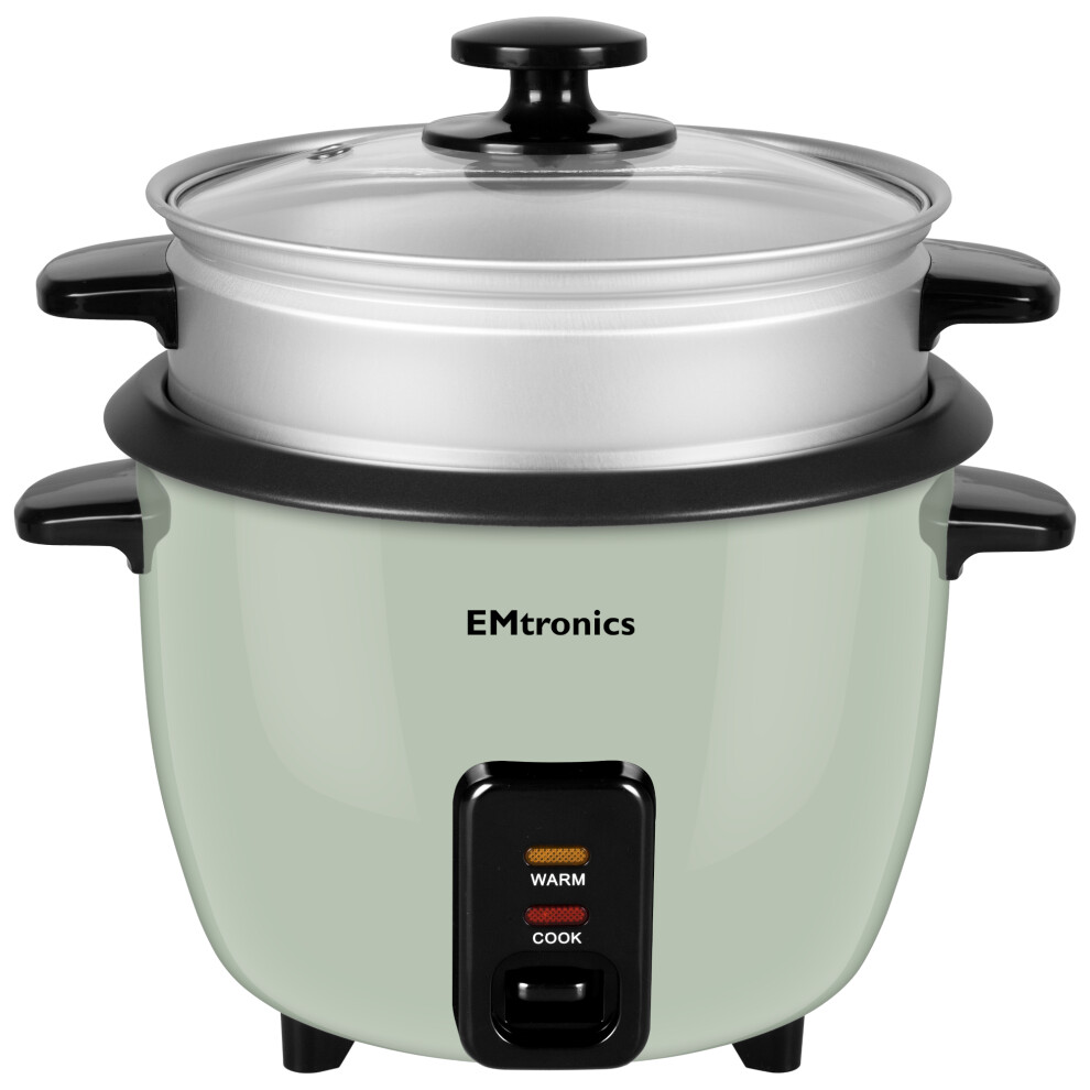 (Sage Green, 0.6 Litre) EMtronics Rice Cooker / Veg Steamer 0.6 to 1.8 Litre - Sage Green