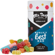 Worlds Best Dad Fizzy Mix Sweets Premium Gifts 500g Tubes Vegan &amp; Vegetarian-Friendly