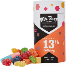 13th Birthday Fizzy Mix Sweets Premium Birthday Gifts 500g Tubes Vegan &amp; Vegetarian-Friendly