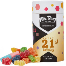 21st Birthday Fizzy Mix Sweets Premium Birthday Gifts 500g Tubes Vegan &amp; Vegetarian-Friendly