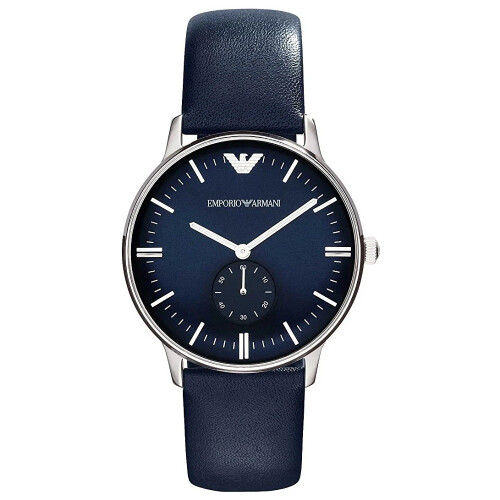 Armani Armani Men's Watch AR1647 Blue Leather Strap Blue Dial Silver Case 2