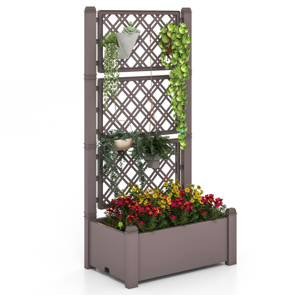 Raised Garden Bed w/ Trellis Self-Watering Standing Planter Box