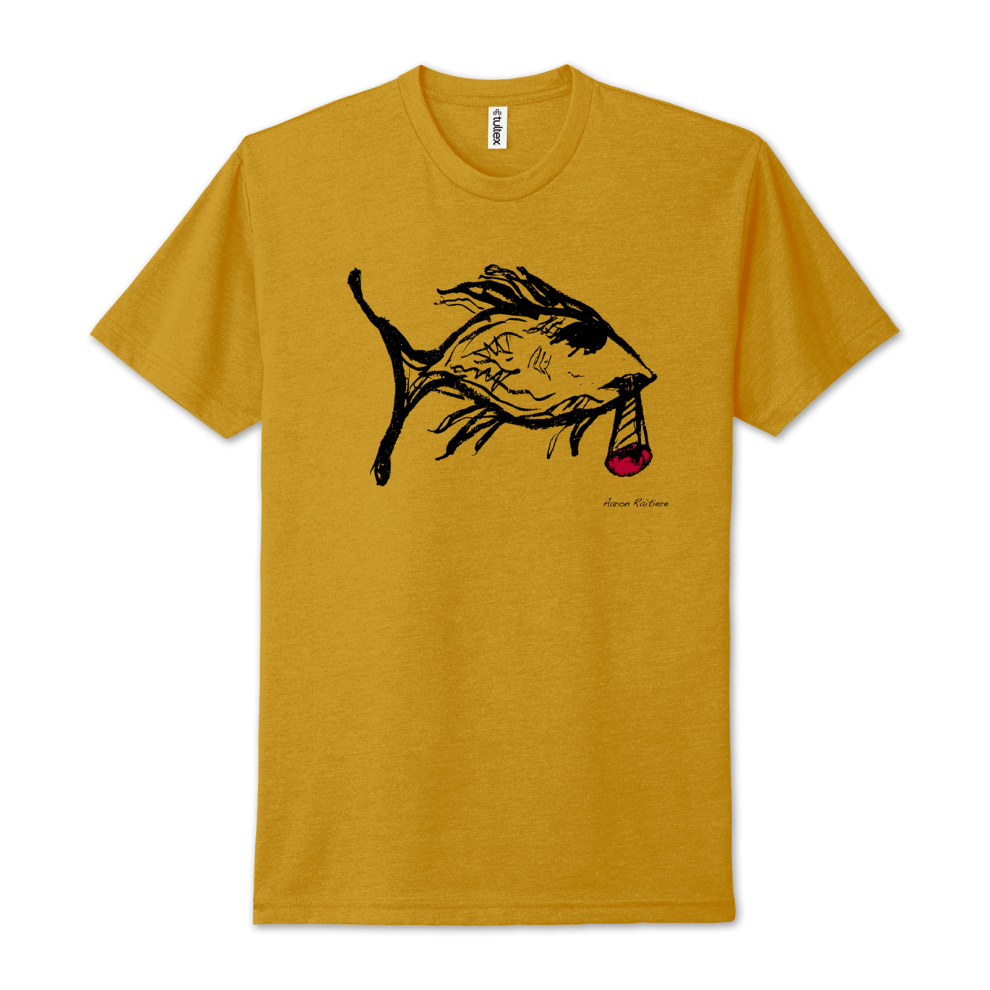 (L) Aaron Raitiere Smoking Fish T-shirt S