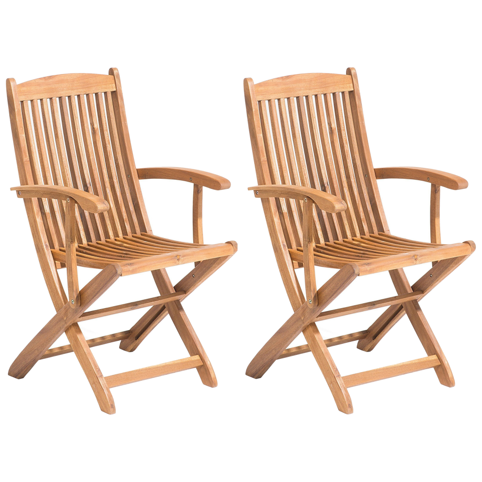 Set of 2 Garden Chairs MAUI Acacia Wood Light Brown