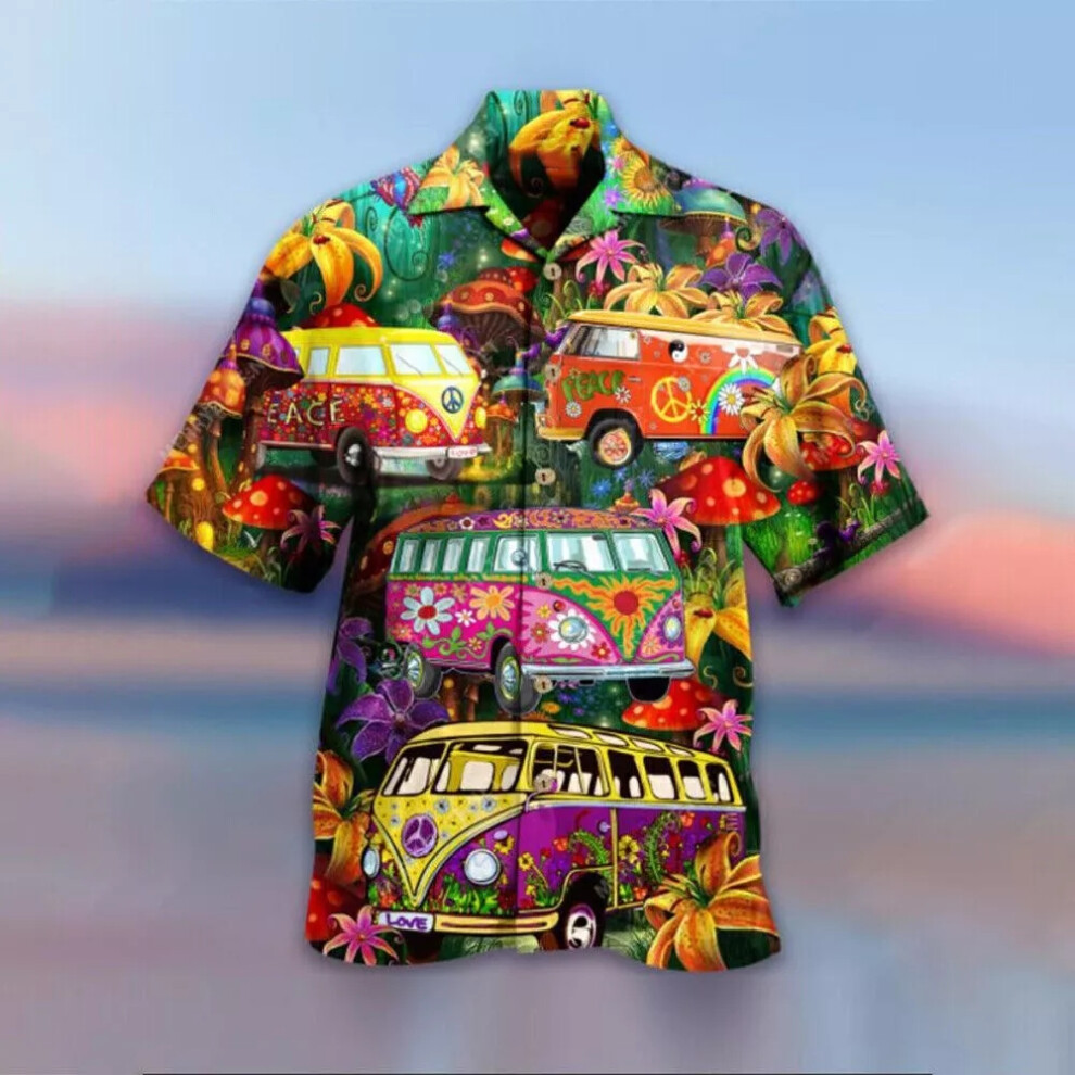 (Pattern 1, 4XL = 48) Hawaiian Shirt Mens Palm Tree Beach Holiday Party Short Sleeve Skull Fancy Tops