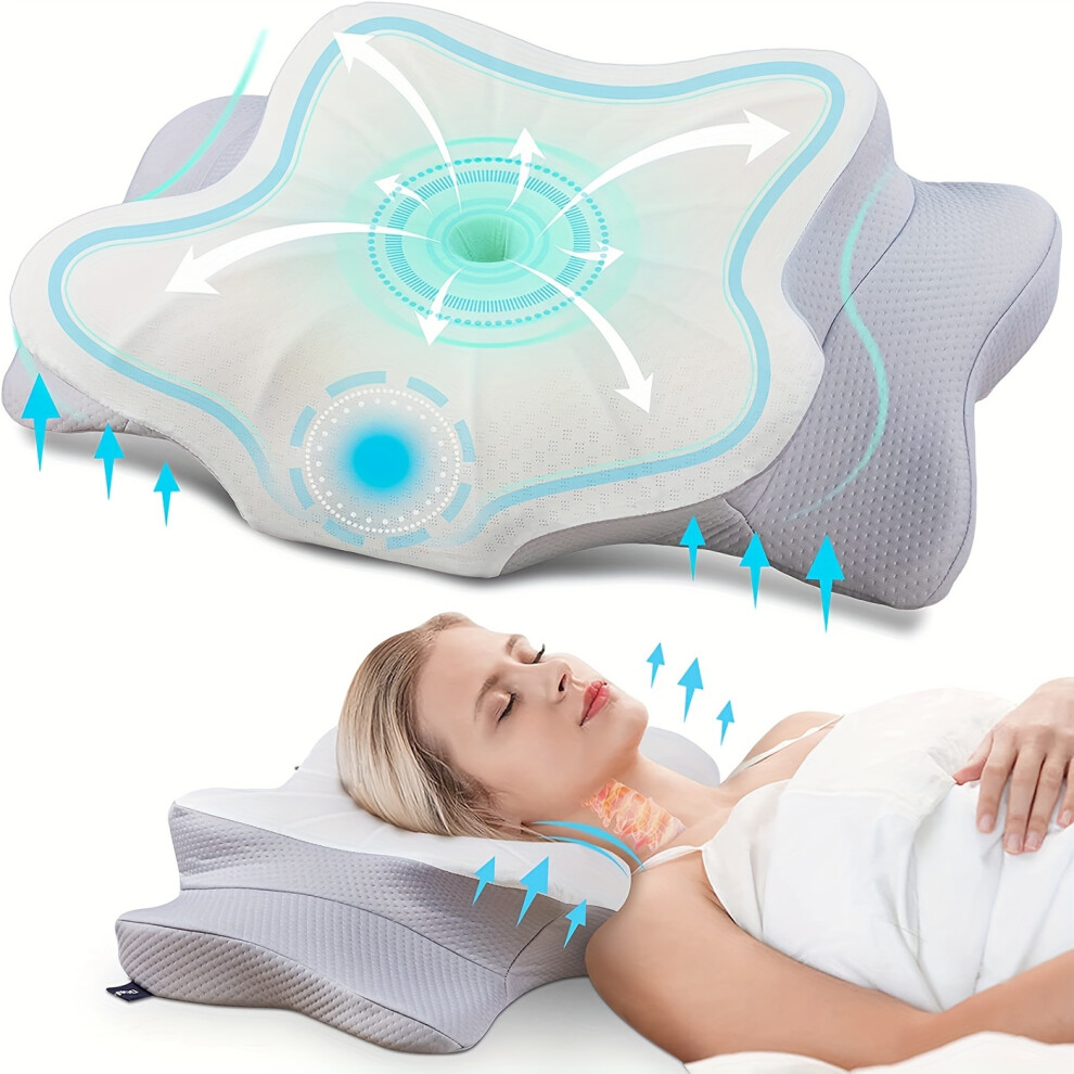Yetp Star (Gray) Cervical Pillow For Neck And Shoulder, Contour Memory Foam Pillow Gray