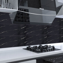Black and White Root Waterproof Marble Wall Tile Stickers 10 Pcs
