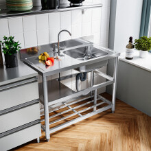 Stainless Steel Sink with Shelves for Courtyard Kitchen Launady