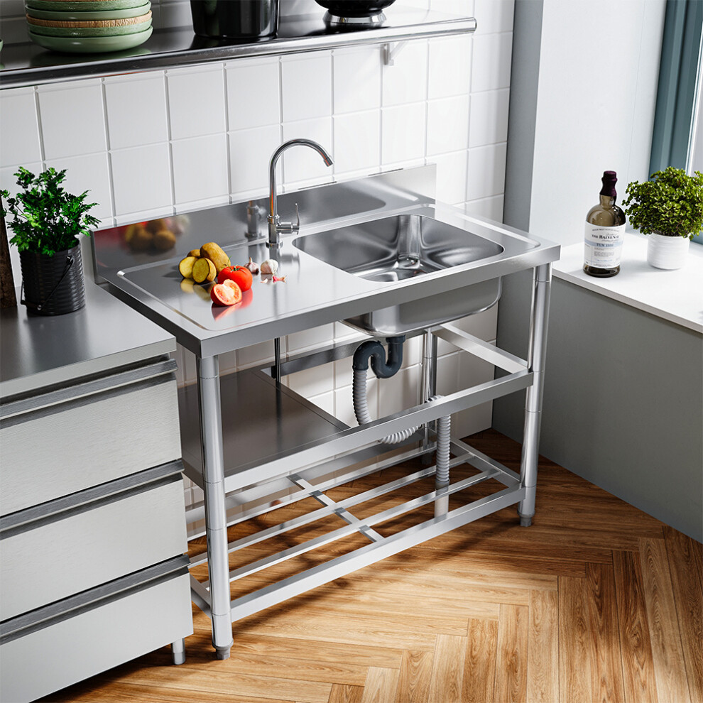 Stainless Steel Sink with Shelves for Courtyard Kitchen Launady