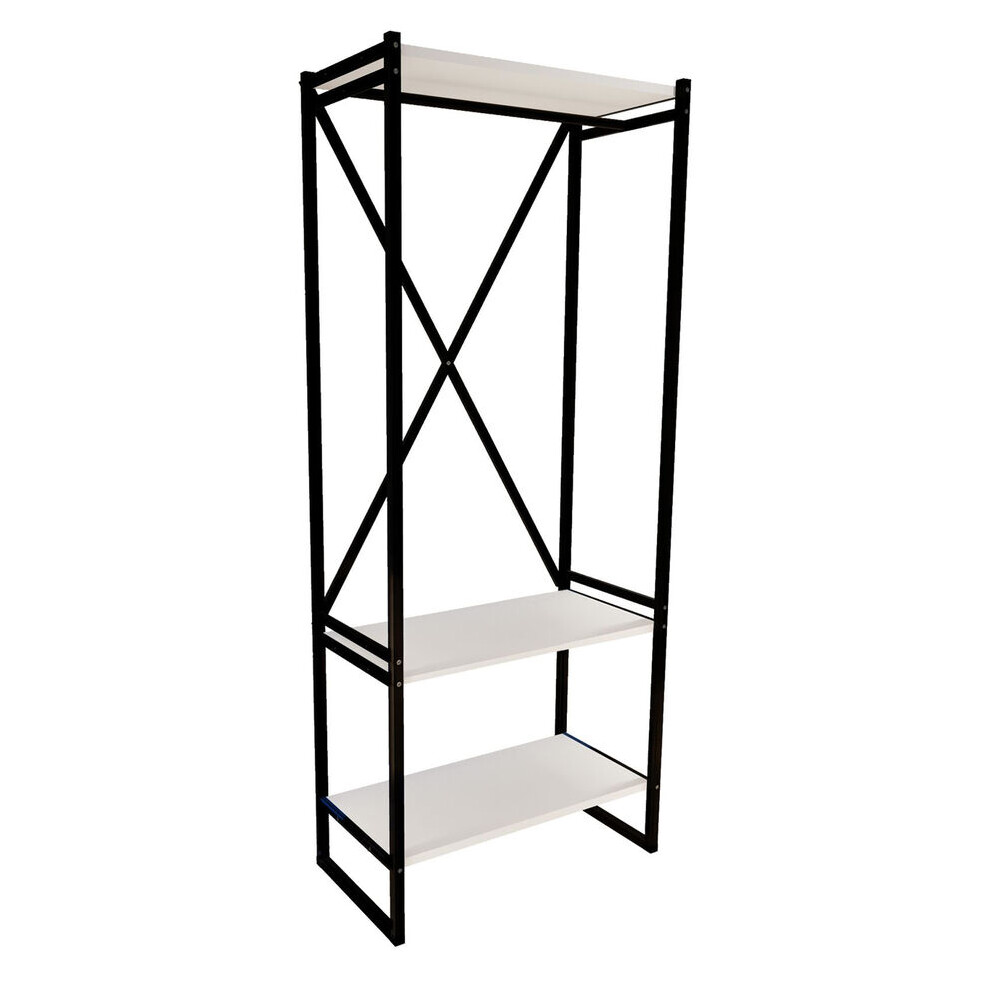 (White) 3 Tier Wooden Coat Rack and Shoe Storage Stand