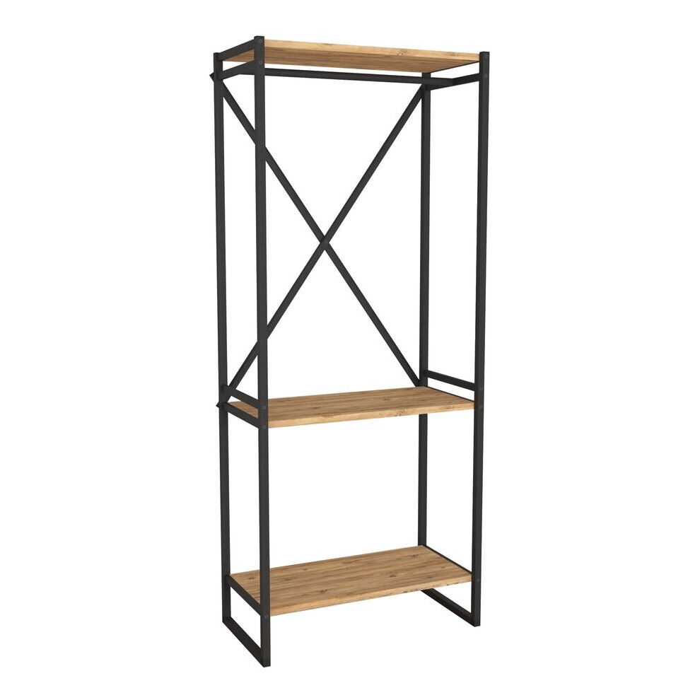 (Pine) 3 Tier Wooden Coat Rack and Shoe Storage Stand