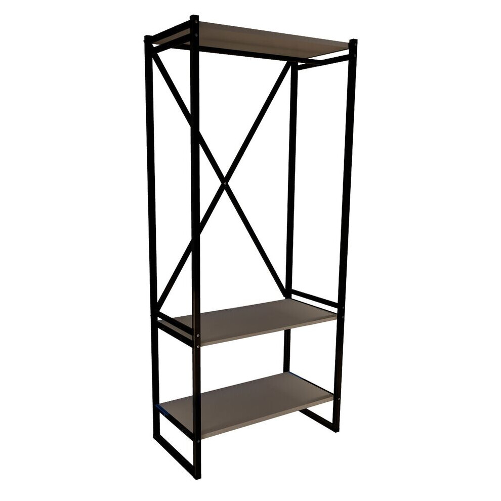 (Anthracite) 3 Tier Wooden Coat Rack and Shoe Storage Stand