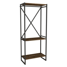 (Burnt Oak) 3 Tier Wooden Coat Rack and Shoe Storage Stand