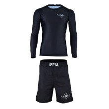 (Large , 32" ) PLAYWELL MMA NO GI TRAINING SHORTS & LONG SLEEVE RASH GUARD SET