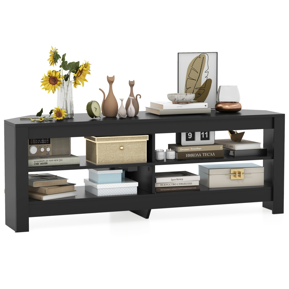 3-Tier Corner TV Stand w/ Power Outlet  & 4 Open Storage Shelves