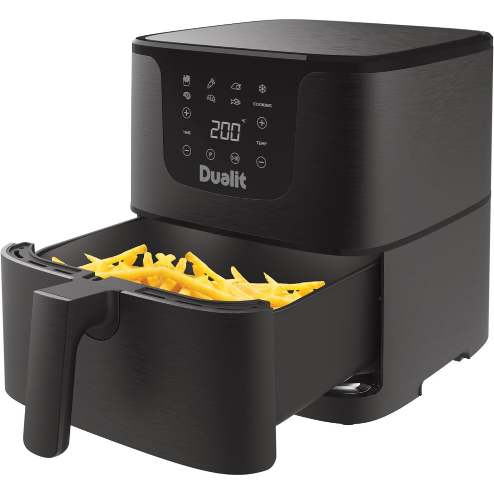 Dualit Air Fryer- 5.5L Capacity - Serves 4-7 Preset Cooking Programs Black