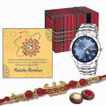 'Bro' Plated Rakhi With Ethnic Beads Sincere Wish In Message Card Raksha Bandhan Set For Brother Bhai