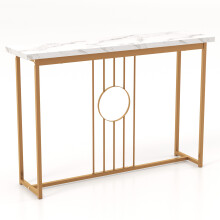 120CM Modern Faux Marble Top Entryway Table Heavy-duty Metal Frame