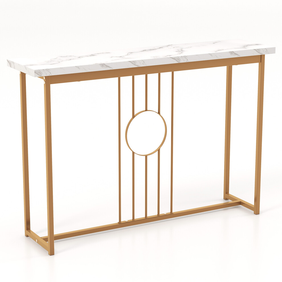 120CM Modern Faux Marble Top Entryway Table Heavy-duty Metal Frame