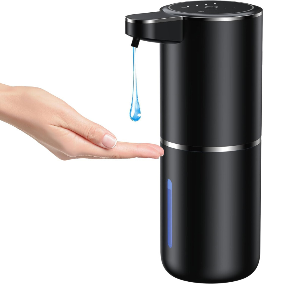 (Black) Automatic Soap Dispenser, 380Ml Rechargeable Touchless Foam Soap Dispenser,Ir Sensor, Wall Mounted Electric Liquid Hand Soap Dispenser Black