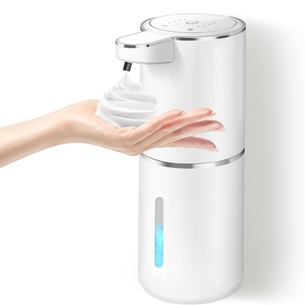 (White) Automatic Soap Dispenser, 380Ml Rechargeable Touchless Foam Soap Dispenser,Ir Sensor, Wall Mounted Electric Liquid Hand Soap Dispenser White