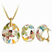 Jewellery Stylish Party Wear Crystal Western Pendant Necklace Jewellery for and (Pendant With Earrings)