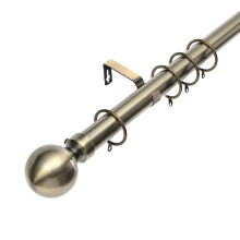 (210 - 320 cm, Antique Brass (Ball Finial)) Lister Cartwright 28mm Antique Brass Adjustable Extendable Metal Curtain Pole Set with Finial