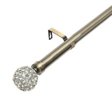 (210 - 320 cm, Antique Brass (Diamante Ball Finial)) Lister Cartwright 28mm Antique Brass Adjustable Extendable Metal Curtain Pole Set with Finial