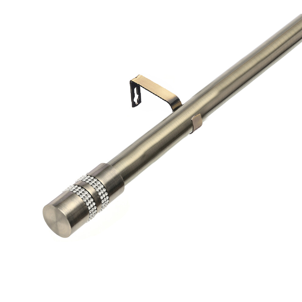 (210 - 400 cm, Antique Brass (Diamante Stripe Finial)) Lister Cartwright 28mm Antique Brass Adjustable Extendable Metal Curtain Pole Set with Finial-image-OPC-PDYJRKT-NEW