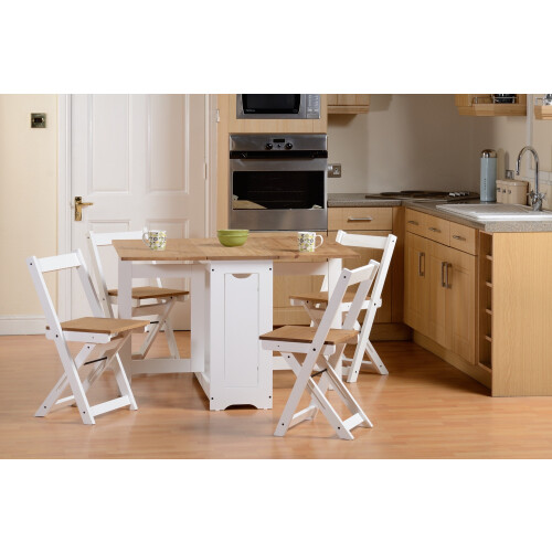 Seconique Santos Butterfly Dining Set in White/Distressed Waxed Pine 1