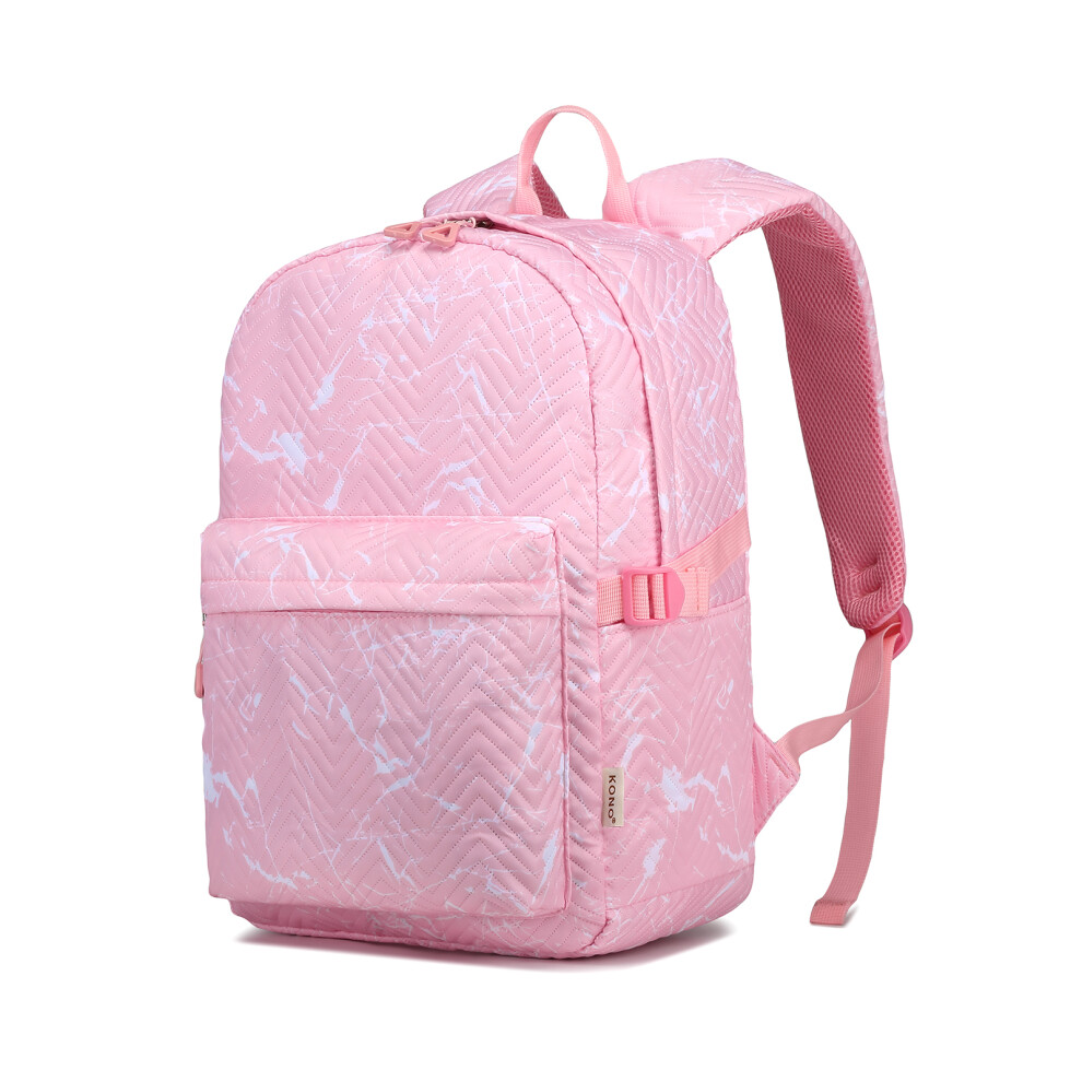 (Pink) Water-Resistant School Backpack With Secure Laptop Compartment