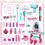 (pink) Princess Vanity Dressing Table with Stool Role Play Makeup Styling Toy 2