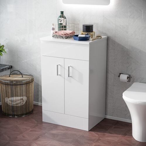 NES Home Nes Home 500mm White Vanity Unit Cabinet With Countertop